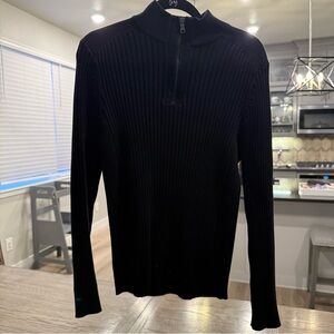 Express Men’s Black Ribbed Quarter-Zip Sweater
